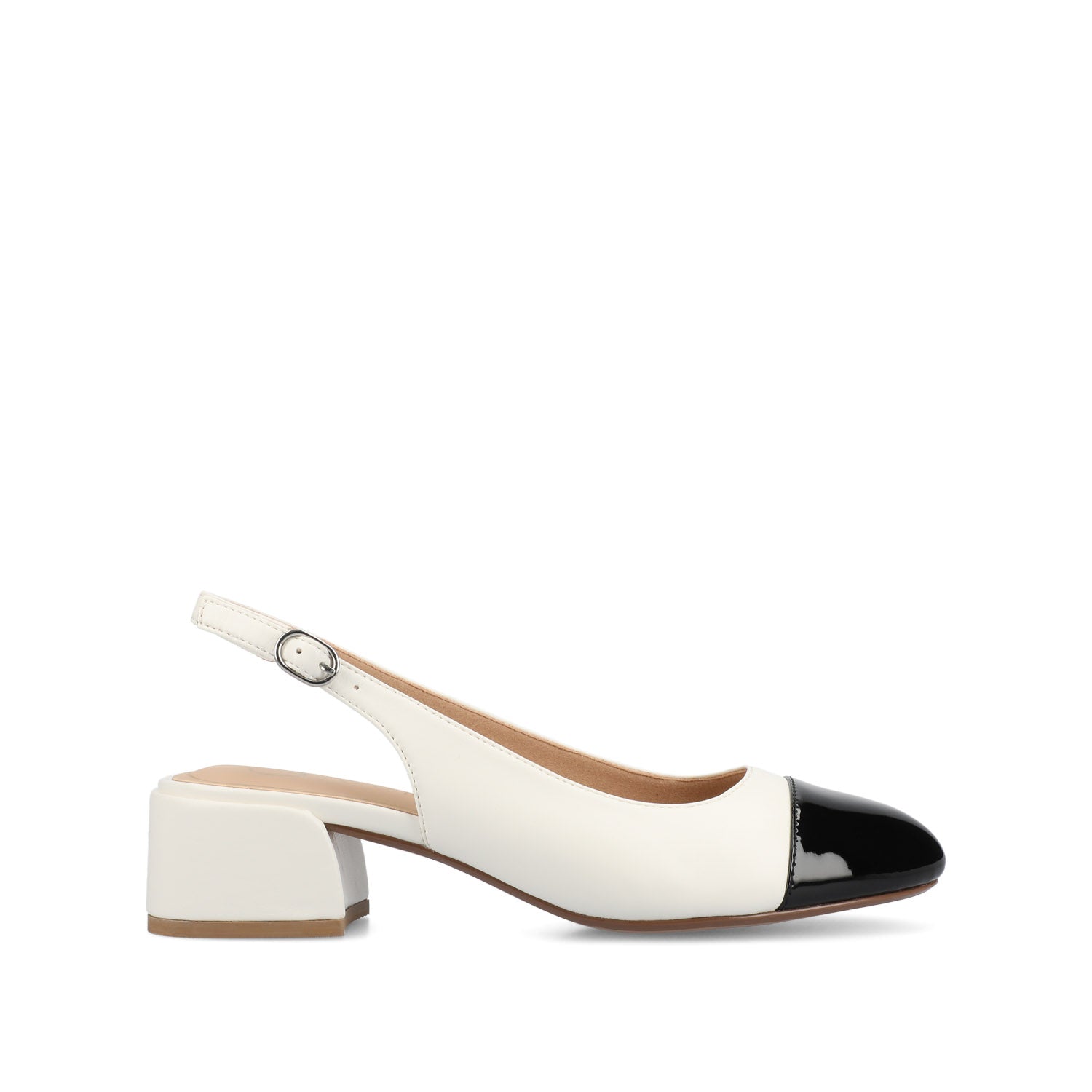journee collection SAMMIE BLOCK HEELS IN FAUX LEATHER White PU