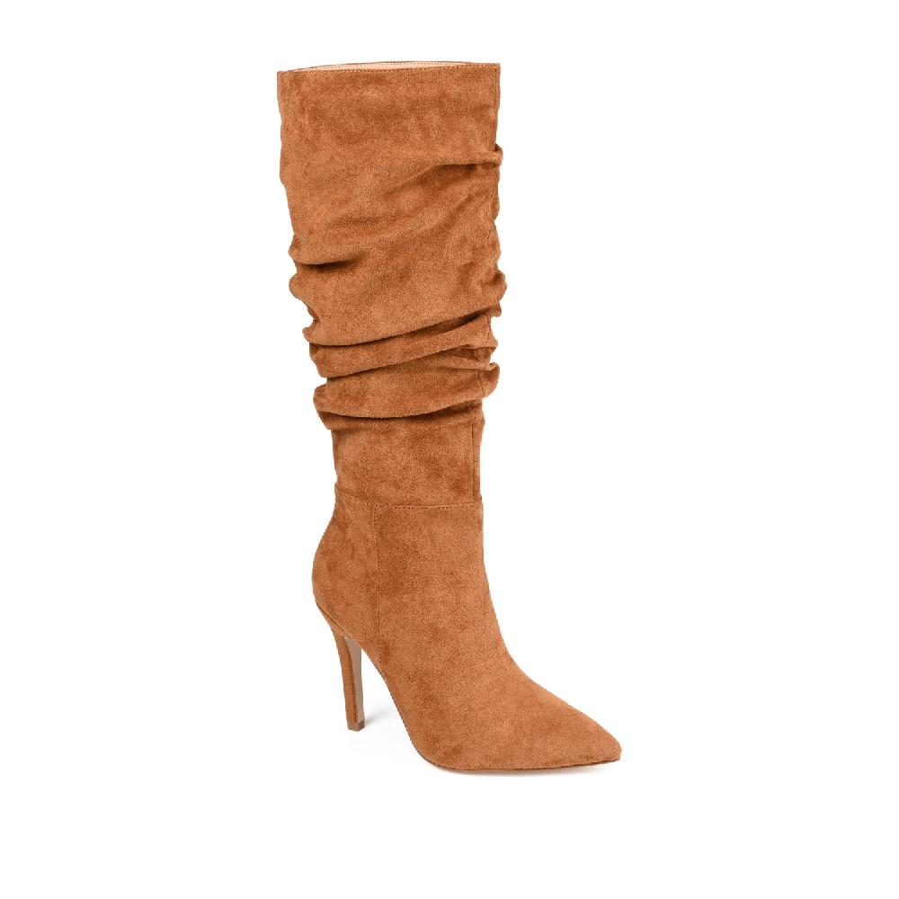 Journee Collection SARIE STILETTO HEELED BOOTS IN WIDE CALF Tan