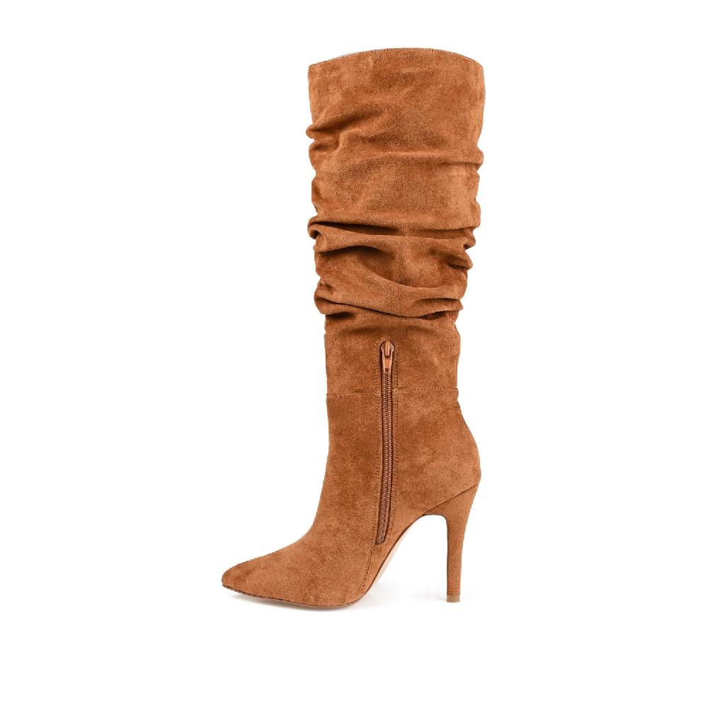 Journee Collection SARIE STILETTO HEELED BOOTS IN WIDE CALF Tan
