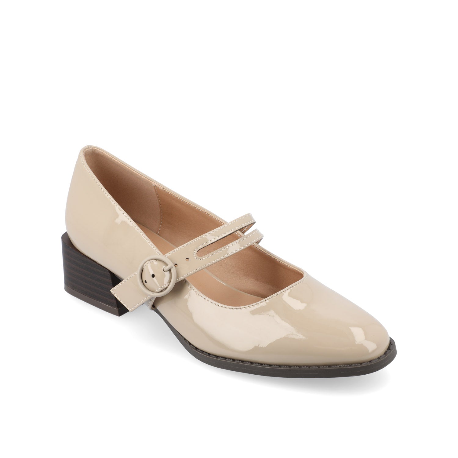 Journee Collection SAVVI MARY JANE PUMP HEELS IN FAUX LEATHER Ivory
