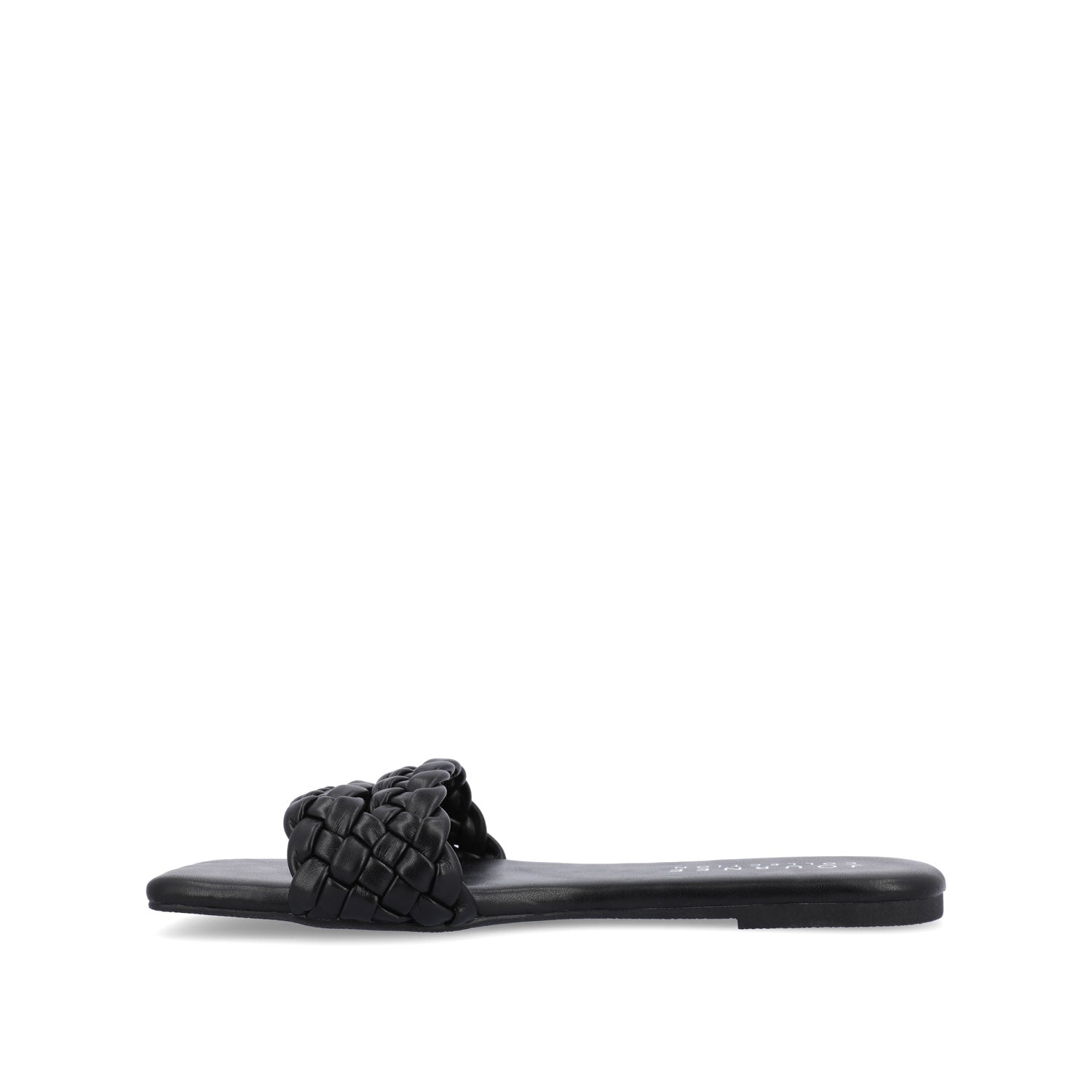 Journee Collection SAWYERR FAUX LEATHER SLIDE SANDALS IN WIDE Black