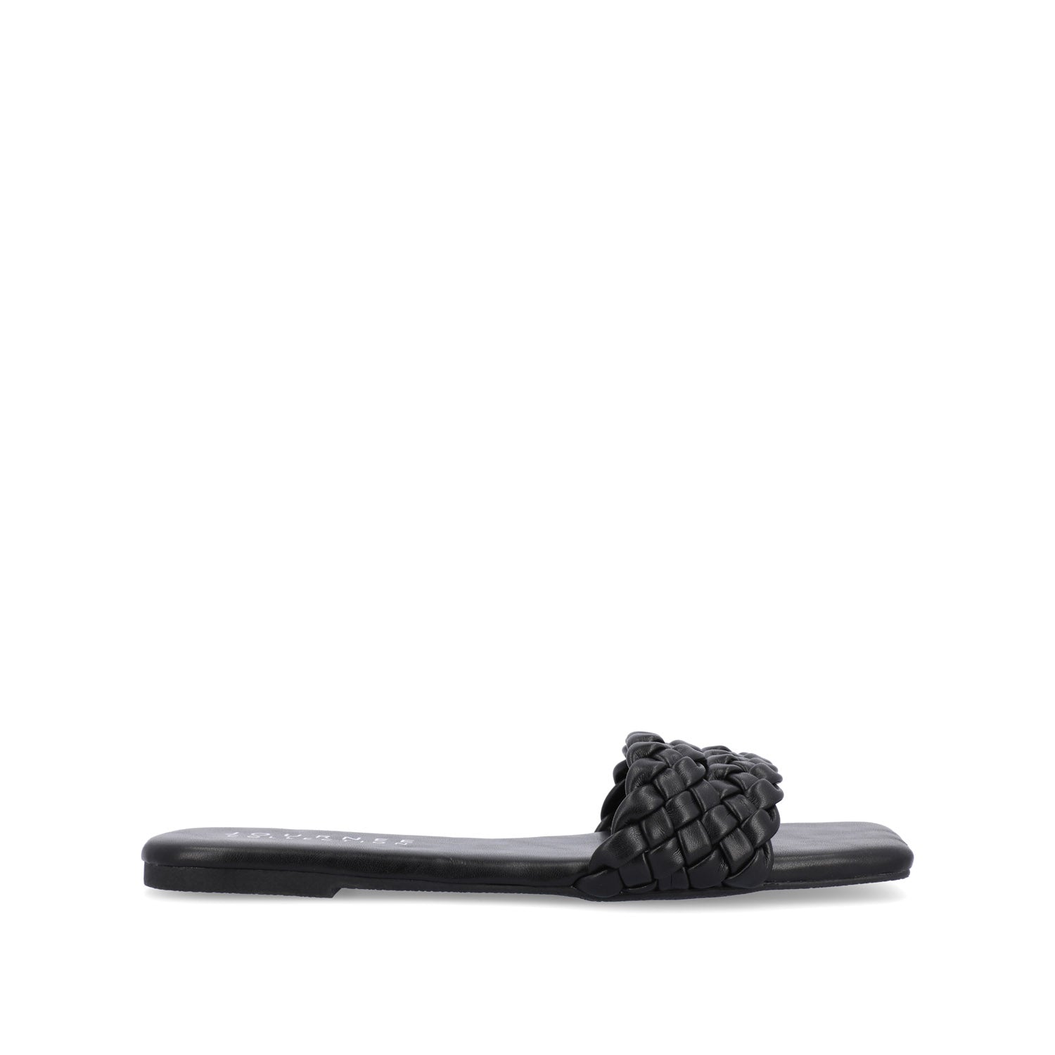 journee collection SAWYERR SLIDE SANDALS IN FAUX LEATHER Black