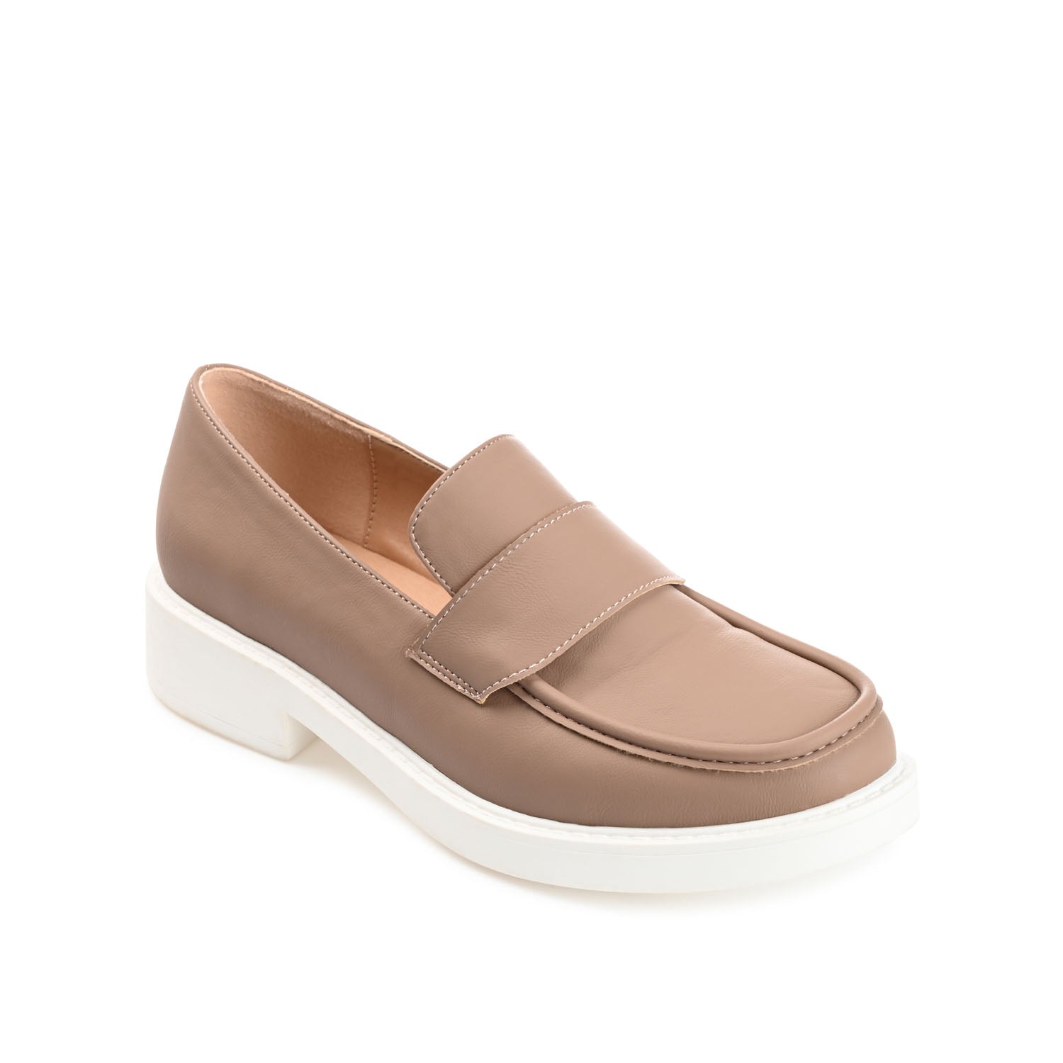 Journee Collection SAYDEE LOAFER FLATS IN FAUX LEATHER Bone