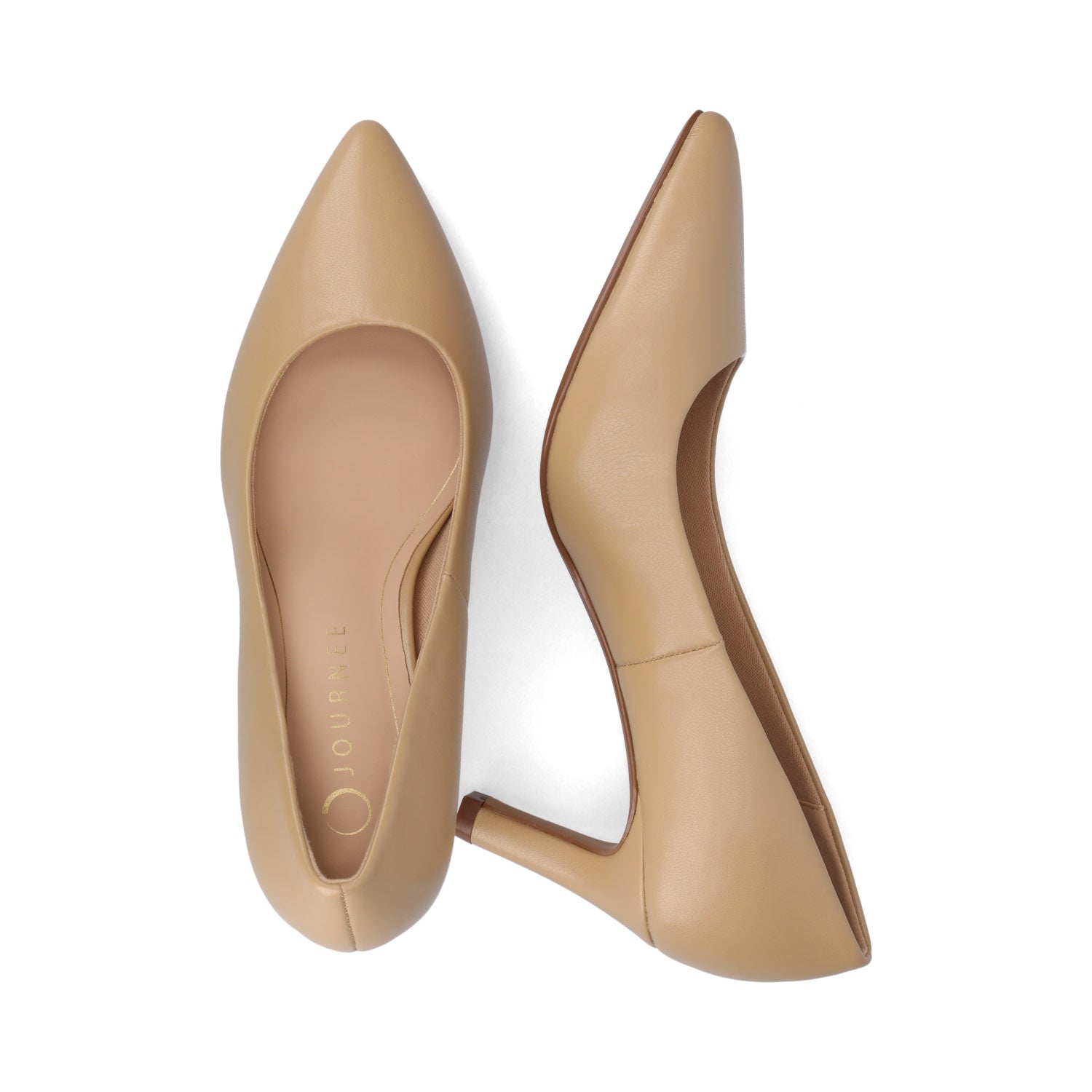 Journee Collection SCYLEE LEATHER STILETTO HEELS IN WIDE Champagne PU