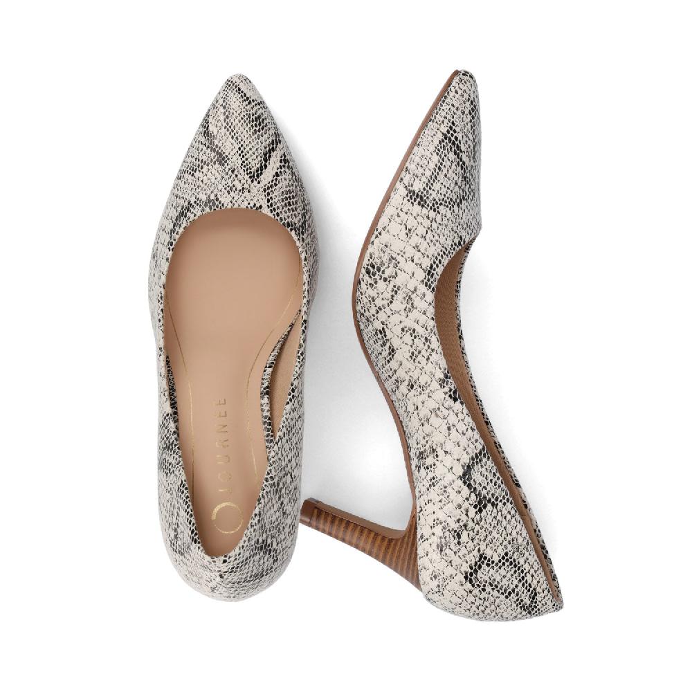 Journee Collection SCYLEE STILETTO PUMP HEELS IN FAUX LEATHER White PU