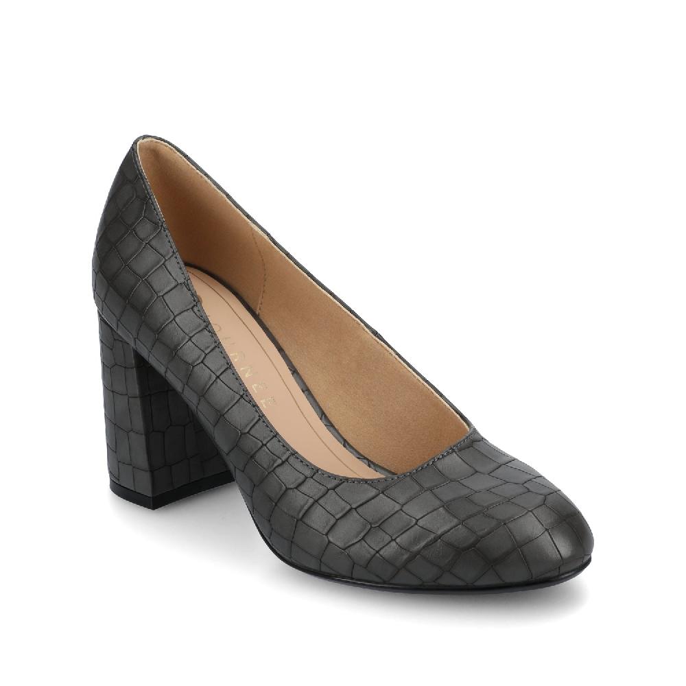 Journee Collection SERAPHINA BLOCK HEEL PUMPS Croco Charcoal
