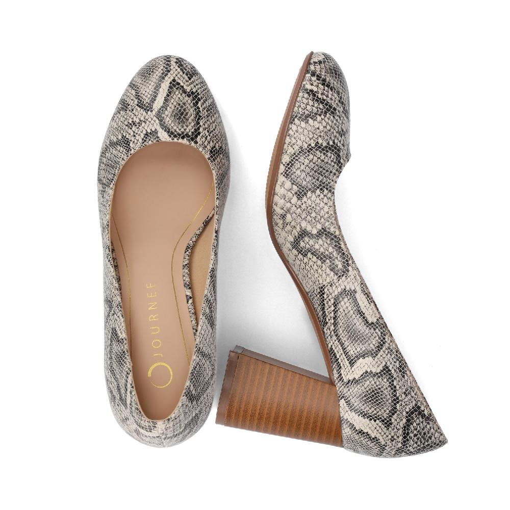 Journee Collection SERAPHINA BLOCK PUMP HEELS Bone Patent