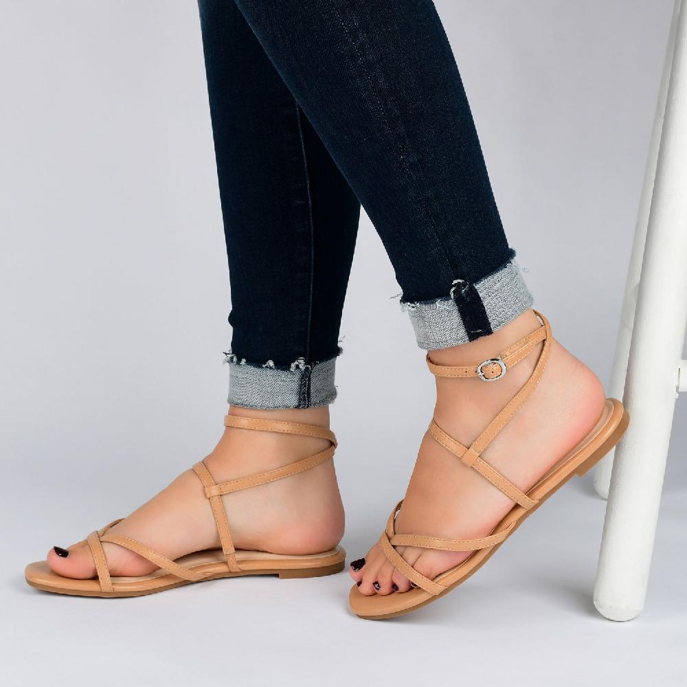 Journee Collection SERISSA CRISSCROSS SANDAL IN FAUX LEATHER Pink