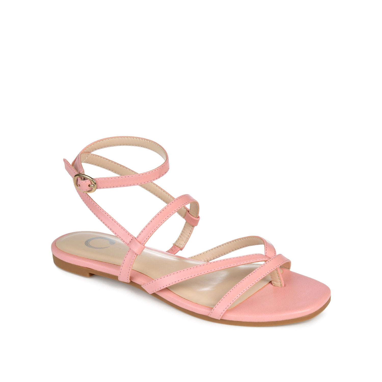 Journee Collection SERISSA CRISSCROSS SANDAL IN FAUX LEATHER Pink