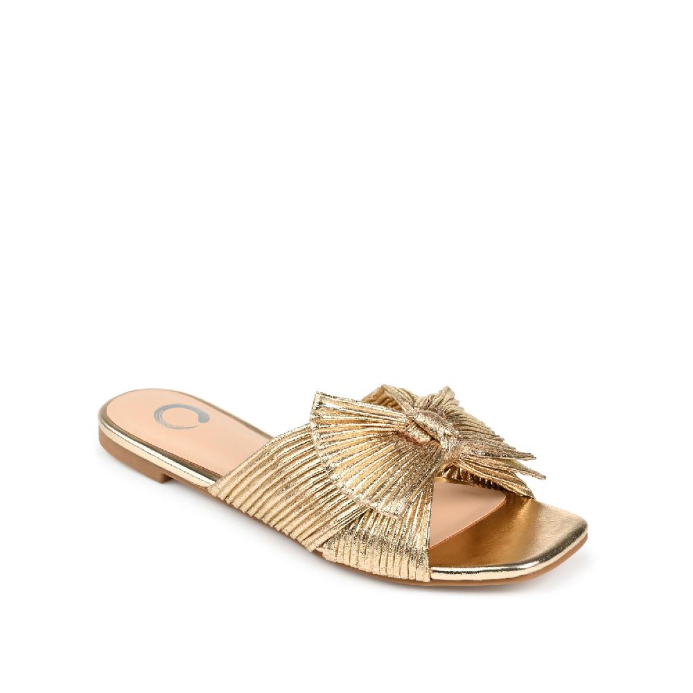 Journee Collection SERLINA PLEATED SLIDE SANDALS IN WIDE Gold PU 2