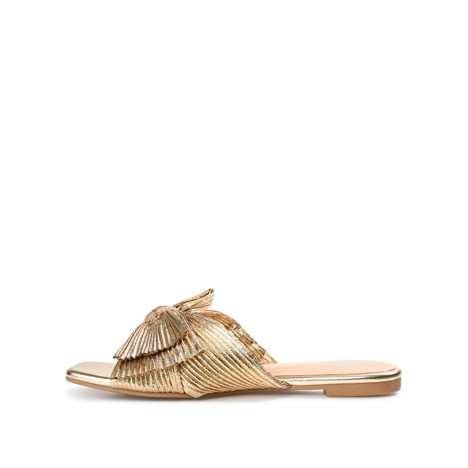 Journee Collection SERLINA PLEATED SLIDE SANDALS IN WIDE Gold PU 2