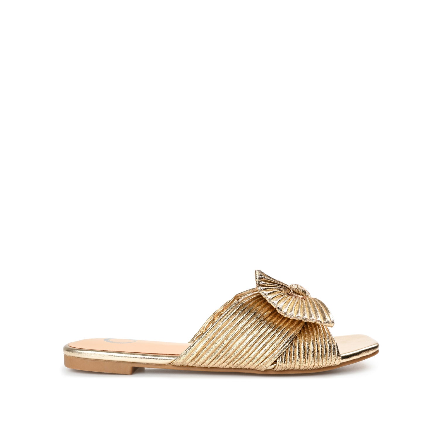 journee collection SERLINA PLEATED SLIDE SANDALS IN WIDE Gold PU 2