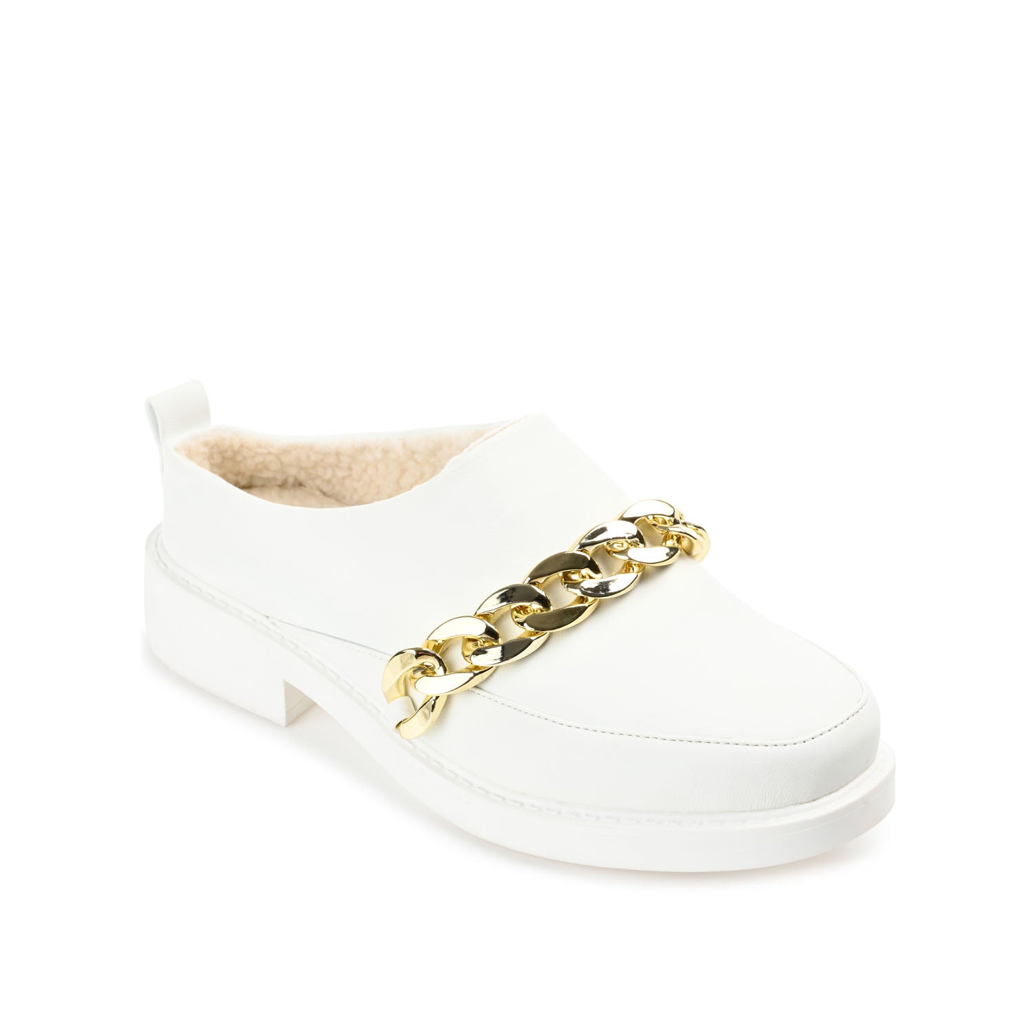 Journee Collection SHEAH LOAFER CLOGS IN FAUX LEATHER White