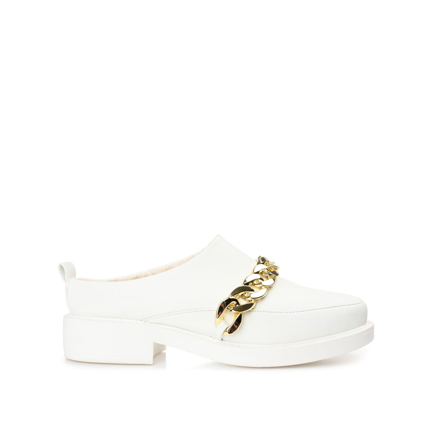 journee collection SHEAH LOAFER CLOGS IN FAUX LEATHER White