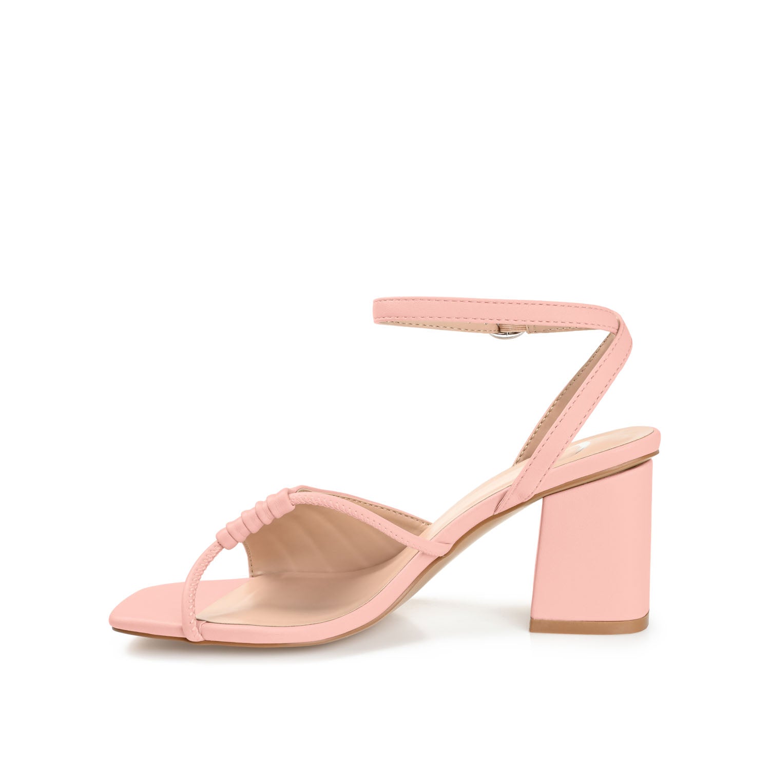 Journee Collection SHILLO STRAPPY BLOCK HEELS IN FAUX LEATHER Rose