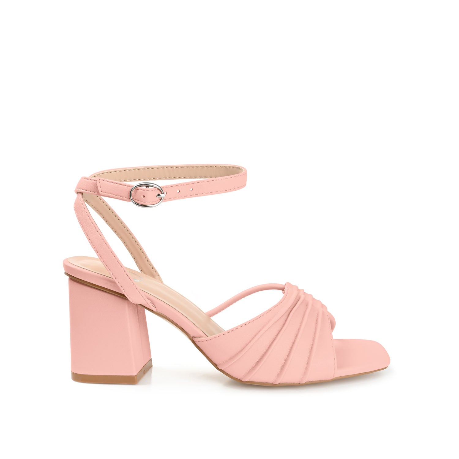 journee collection SHILLO STRAPPY BLOCK HEELS IN FAUX LEATHER Rose