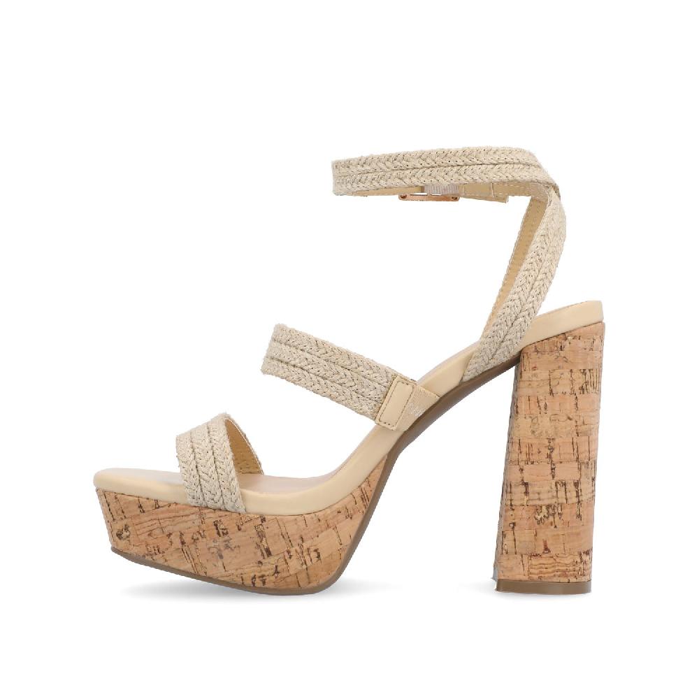 Journee Collection SIENNE HEELED SANDALS IN ROPE Natural