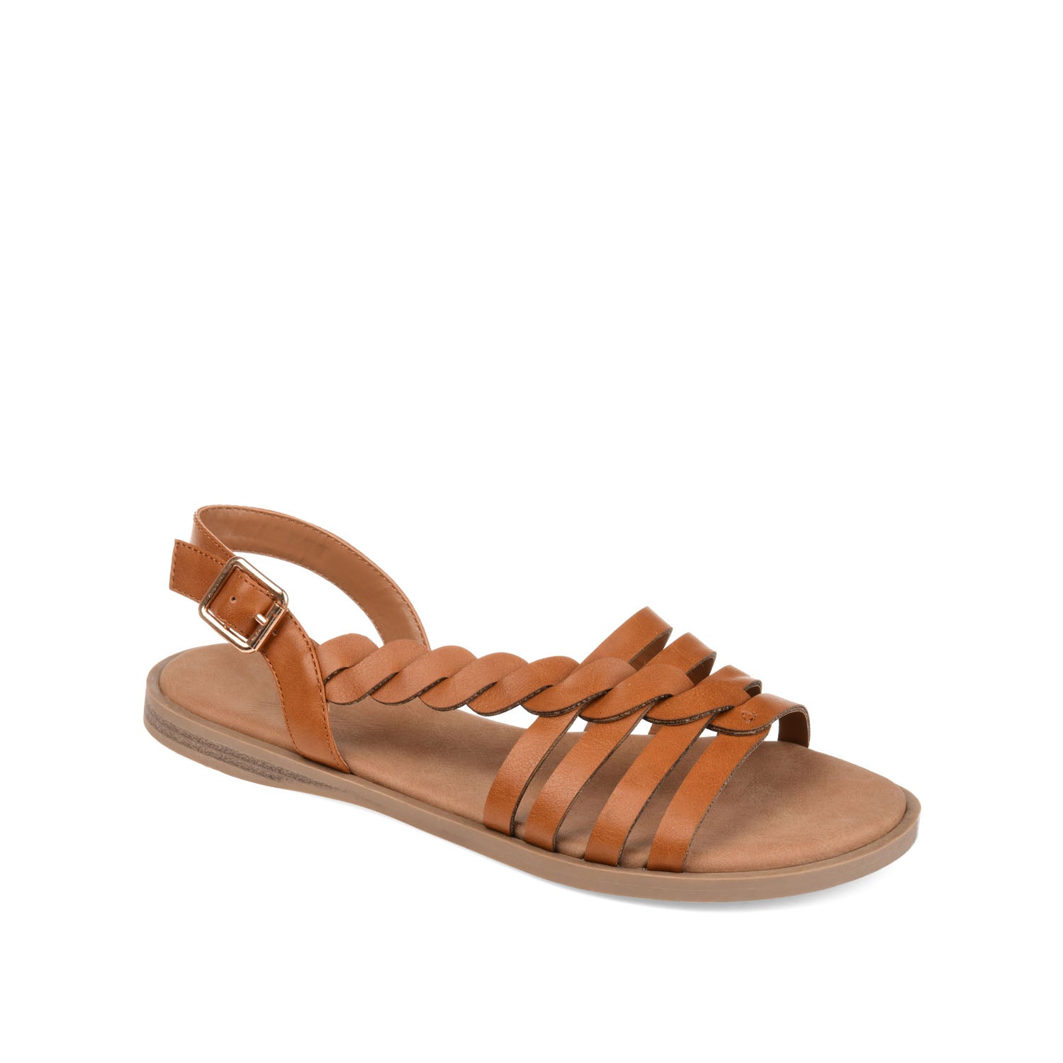 Journee Collection SOLAY MULTI STRAP SANDALS IN FAUX LEATHER Tan