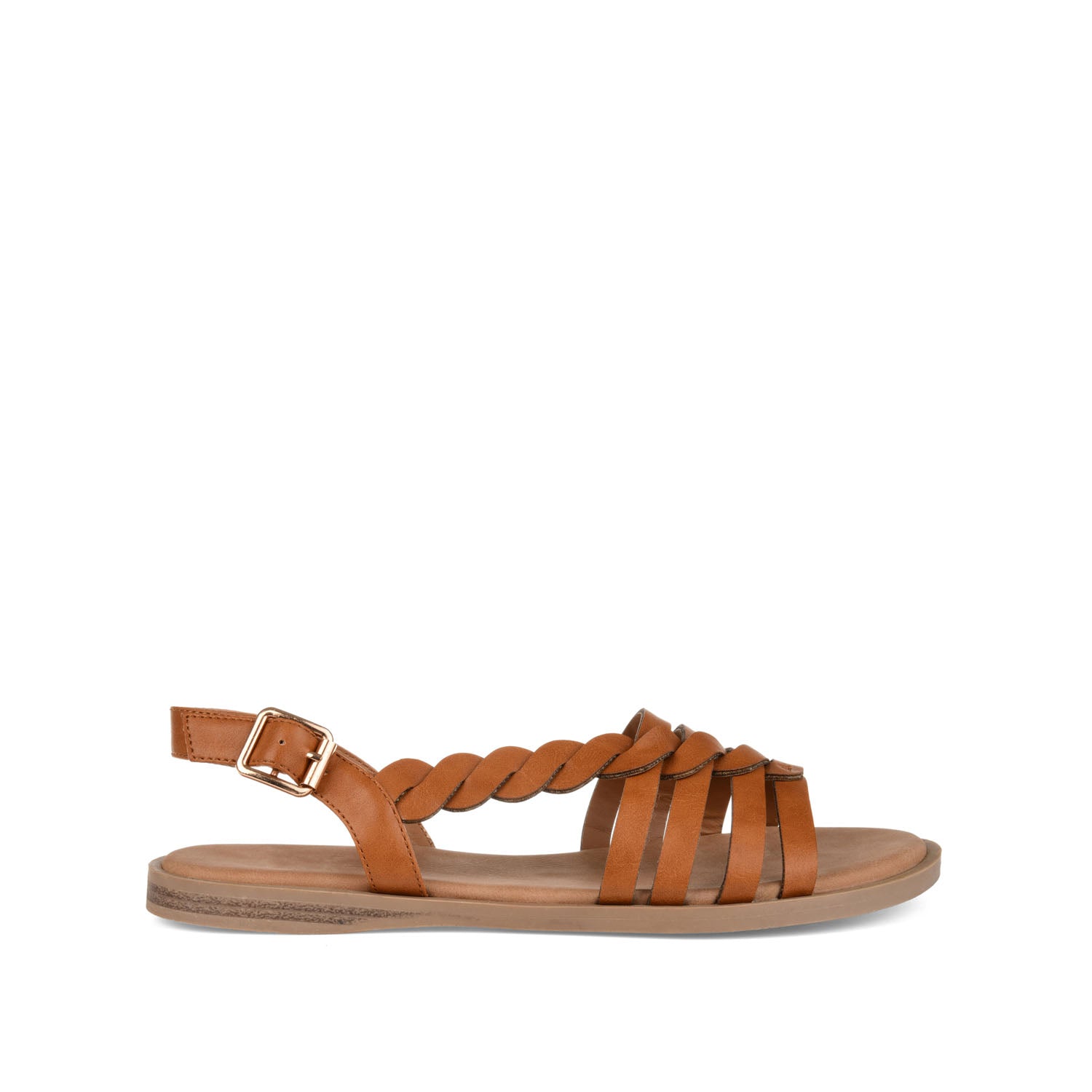 journee collection SOLAY MULTI STRAP SANDALS IN FAUX LEATHER Tan