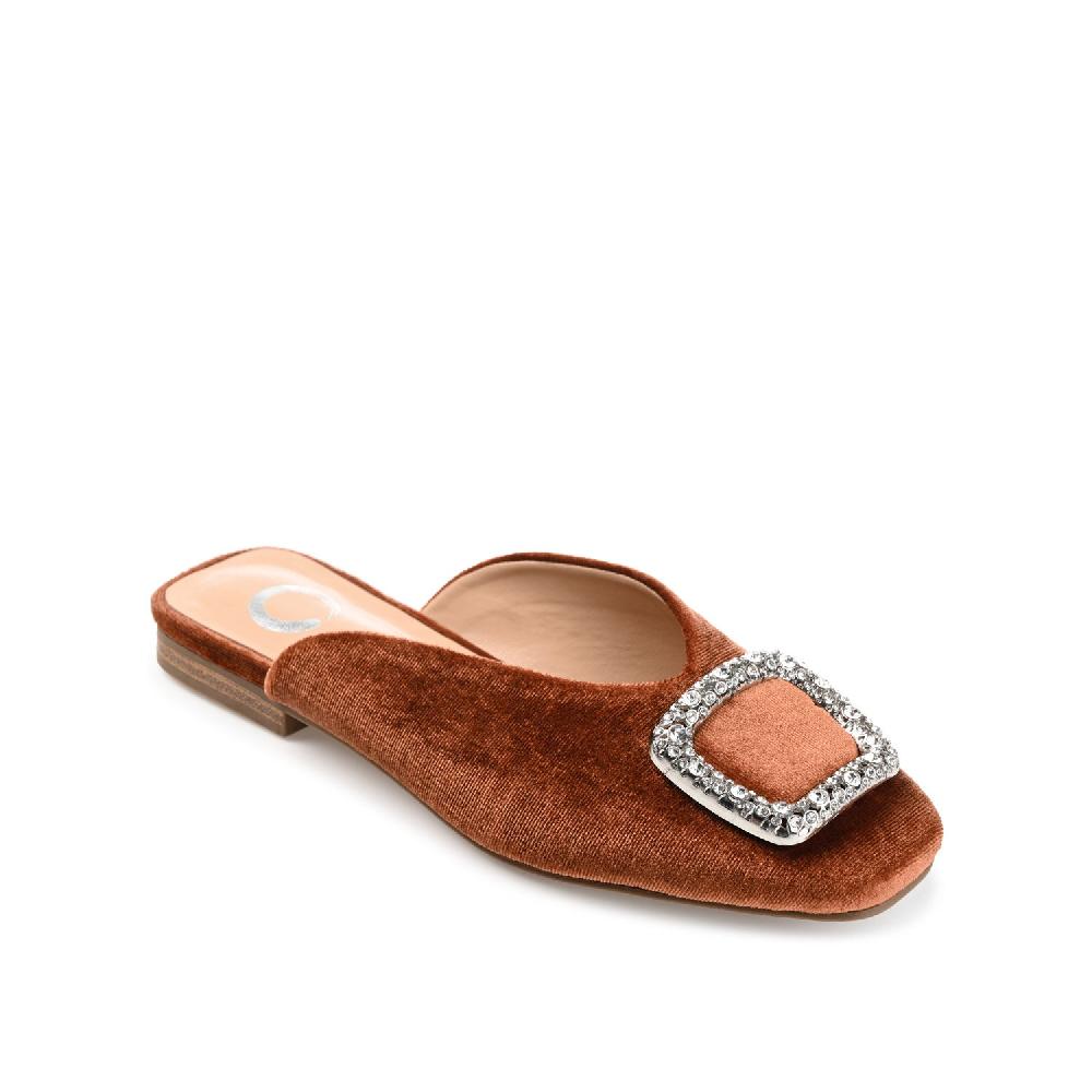 Journee Collection SONNIA DRESSY MULE FLATS IN VELVET Brown