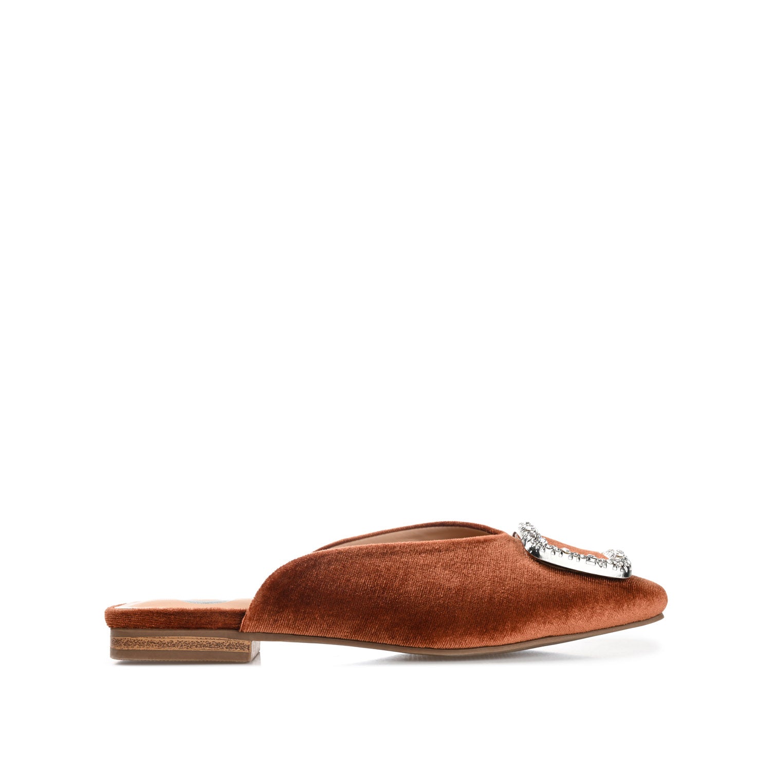 journee collection SONNIA DRESSY MULE FLATS IN VELVET Brown