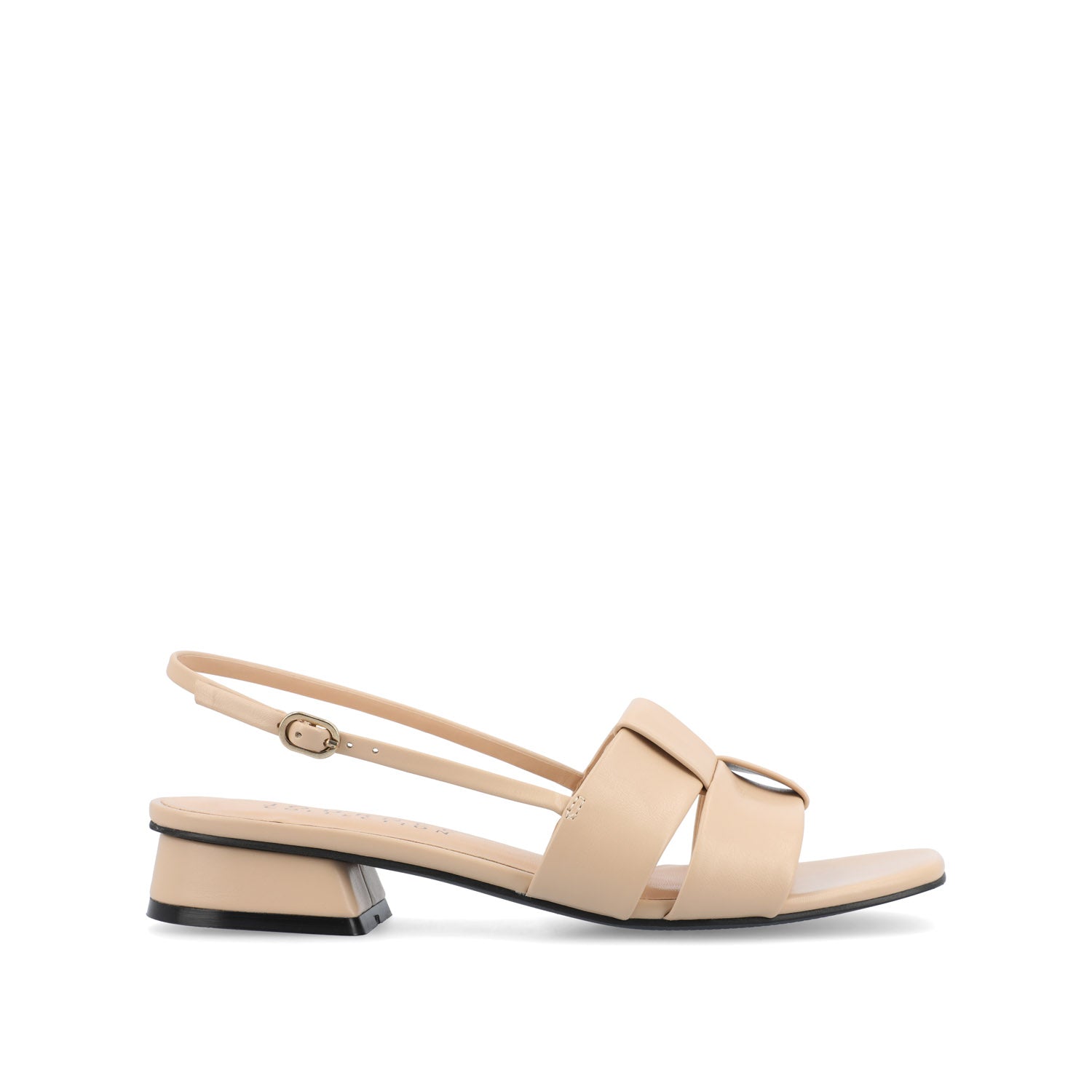 journee collection TABATHA LOW BLOCK HEELS IN FAUX LEATHER Nude