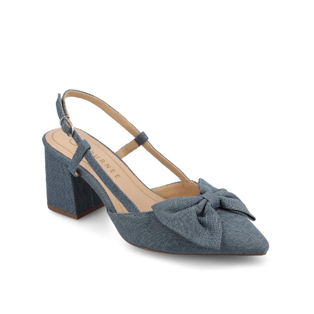 Journee Collection TAILYNN SLINGBACK BLOCK HEELS IN STATEMENT Denim