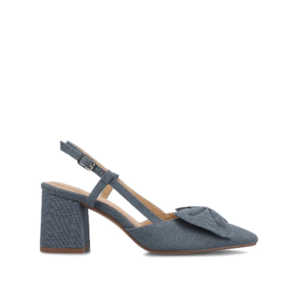 journee collection TAILYNN SLINGBACK BLOCK HEELS IN STATEMENT IN WIDE Denim