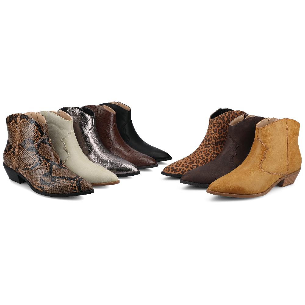 Journee Collection TALIAH WESTERN ANKLE BOOTIES IN WIDE Black