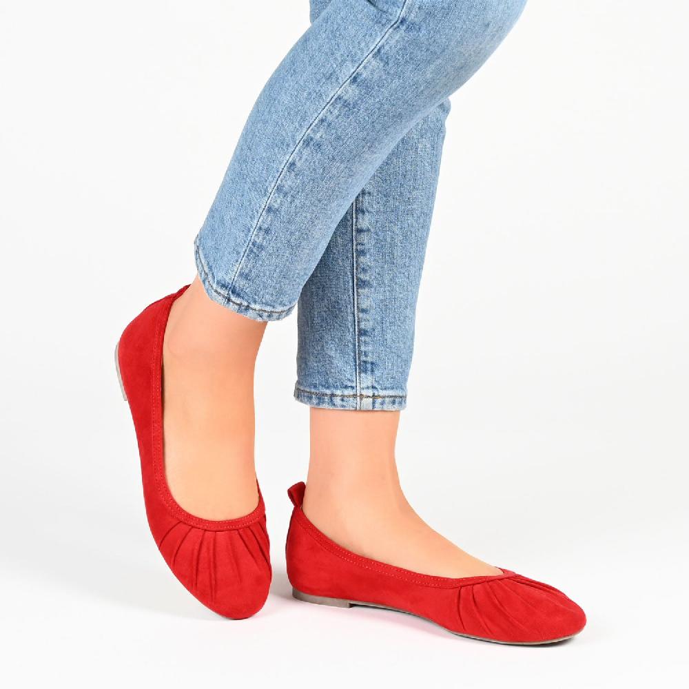 Journee Collection TANNYA RUCHED BALLET FLATS IN FAUX SUEDE Grey