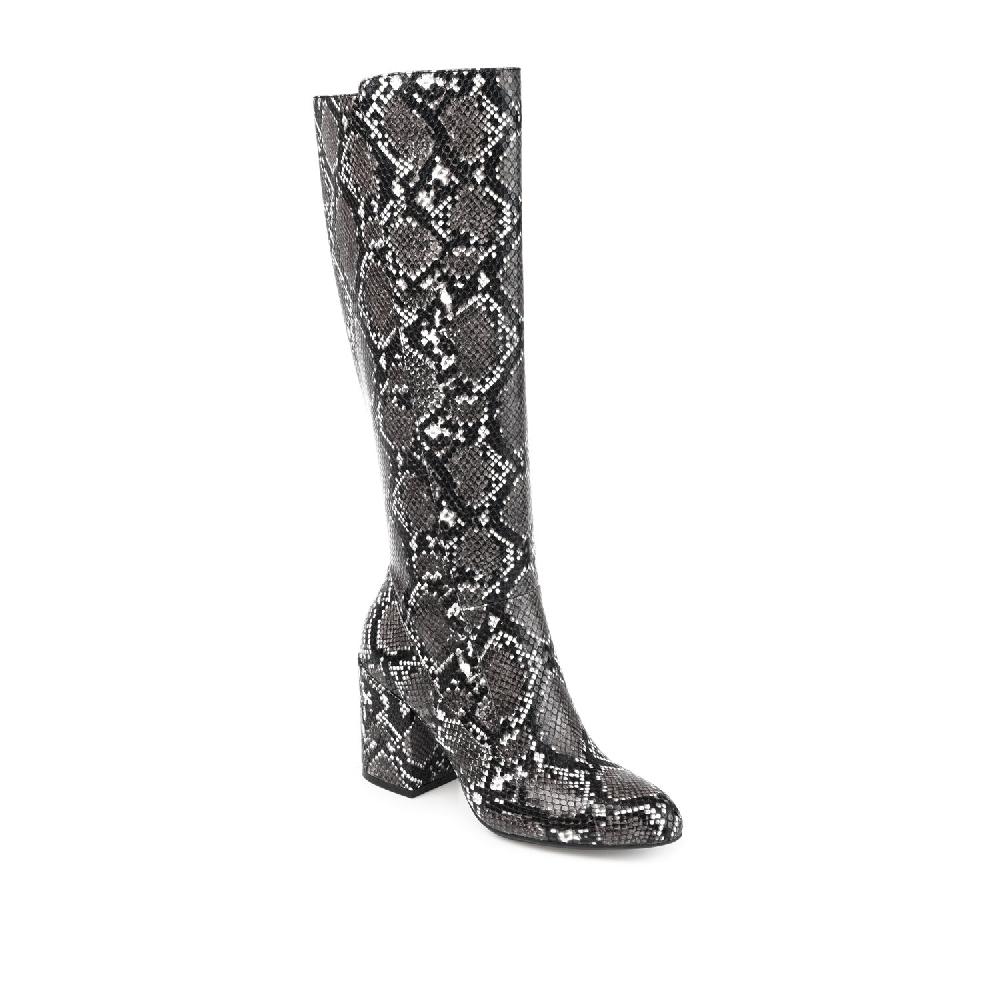 Journee Collection TAVIA KNEE-HIGH BOOTS IN FAUX LEATHER White Lizard