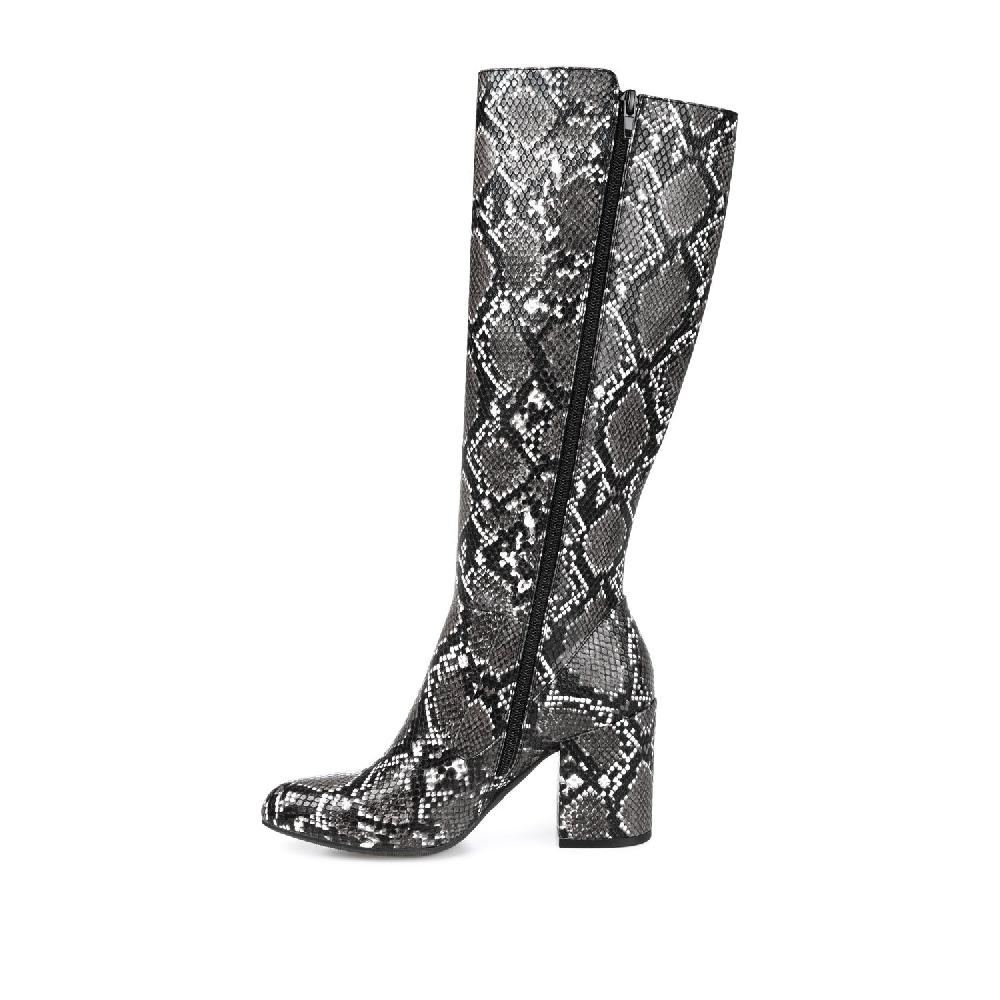 Journee Collection TAVIA KNEE-HIGH BOOTS IN FAUX LEATHER White Lizard
