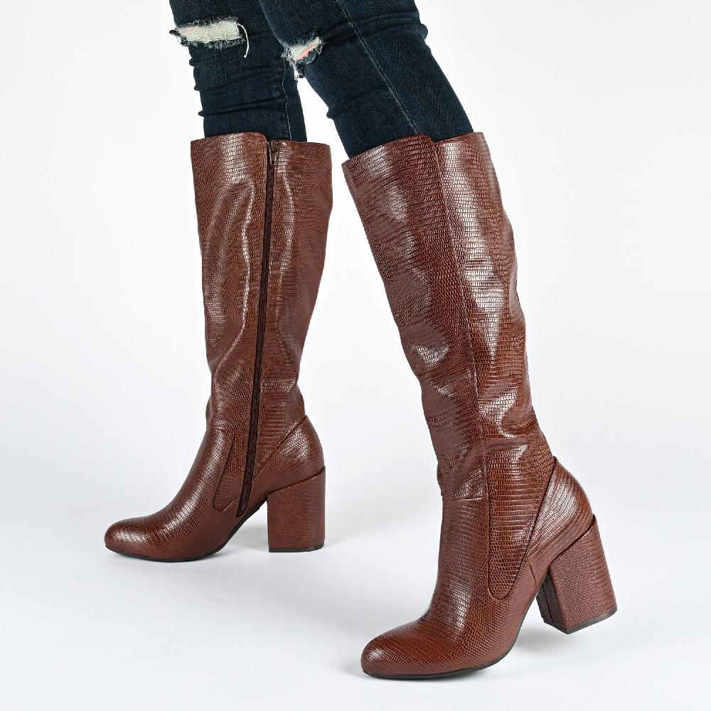 Journee Collection TAVIA KNEE-HIGH BOOTS IN X-WIDE CALF White Lizard