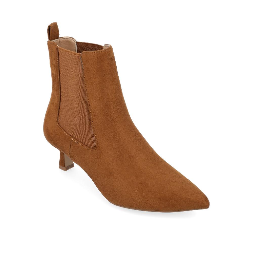 Journee Collection TENLEE CHELSEA BOOTIES IN FAUX SUEDE Ivory Faux Suede