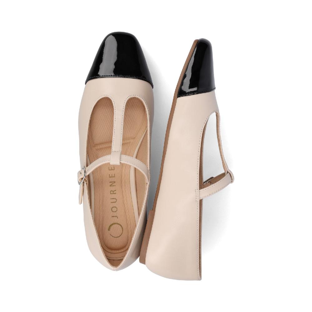 Journee Collection THEAH T-STRAP BALLET FLATS Champagne