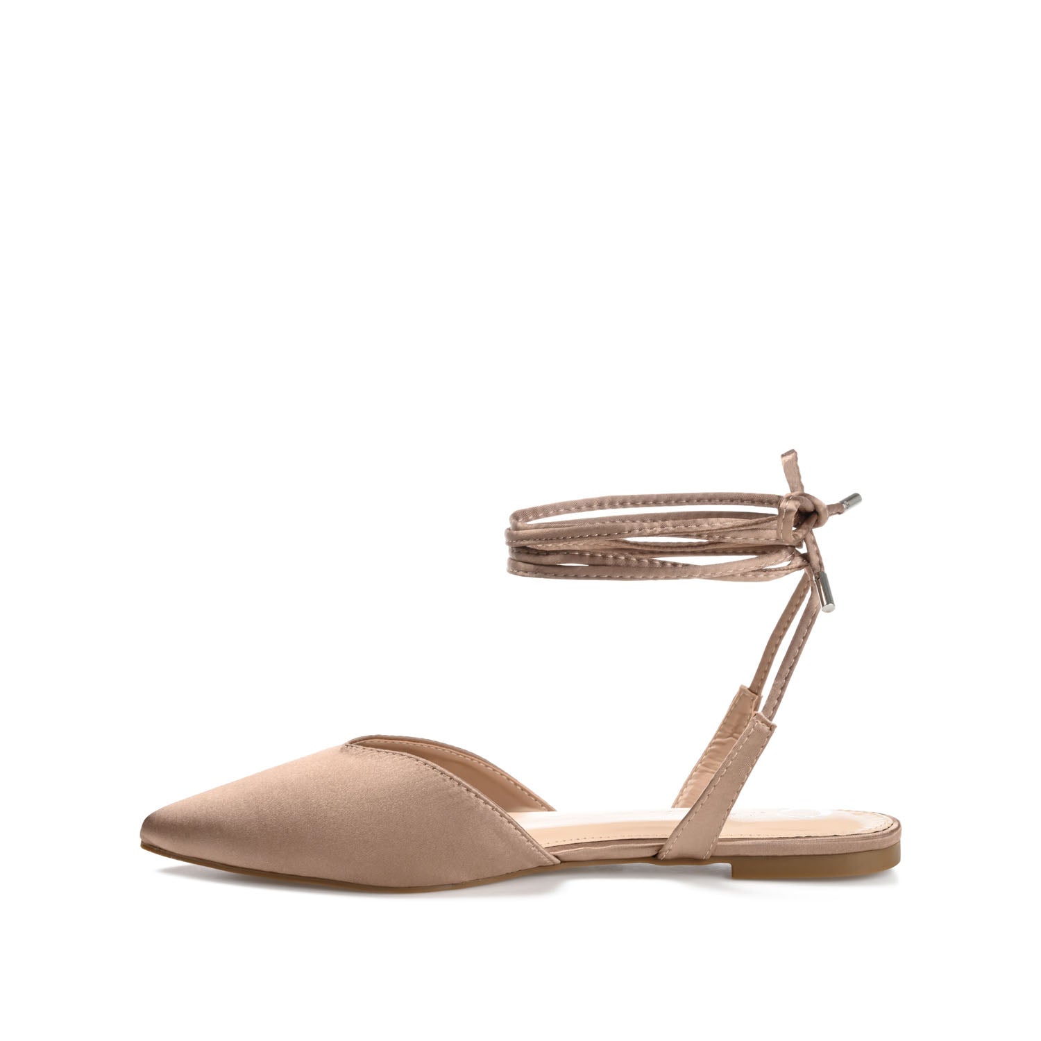 Journee Collection THEIA POINTED TOE FORMAL FLATS IN SATIN Taupe
