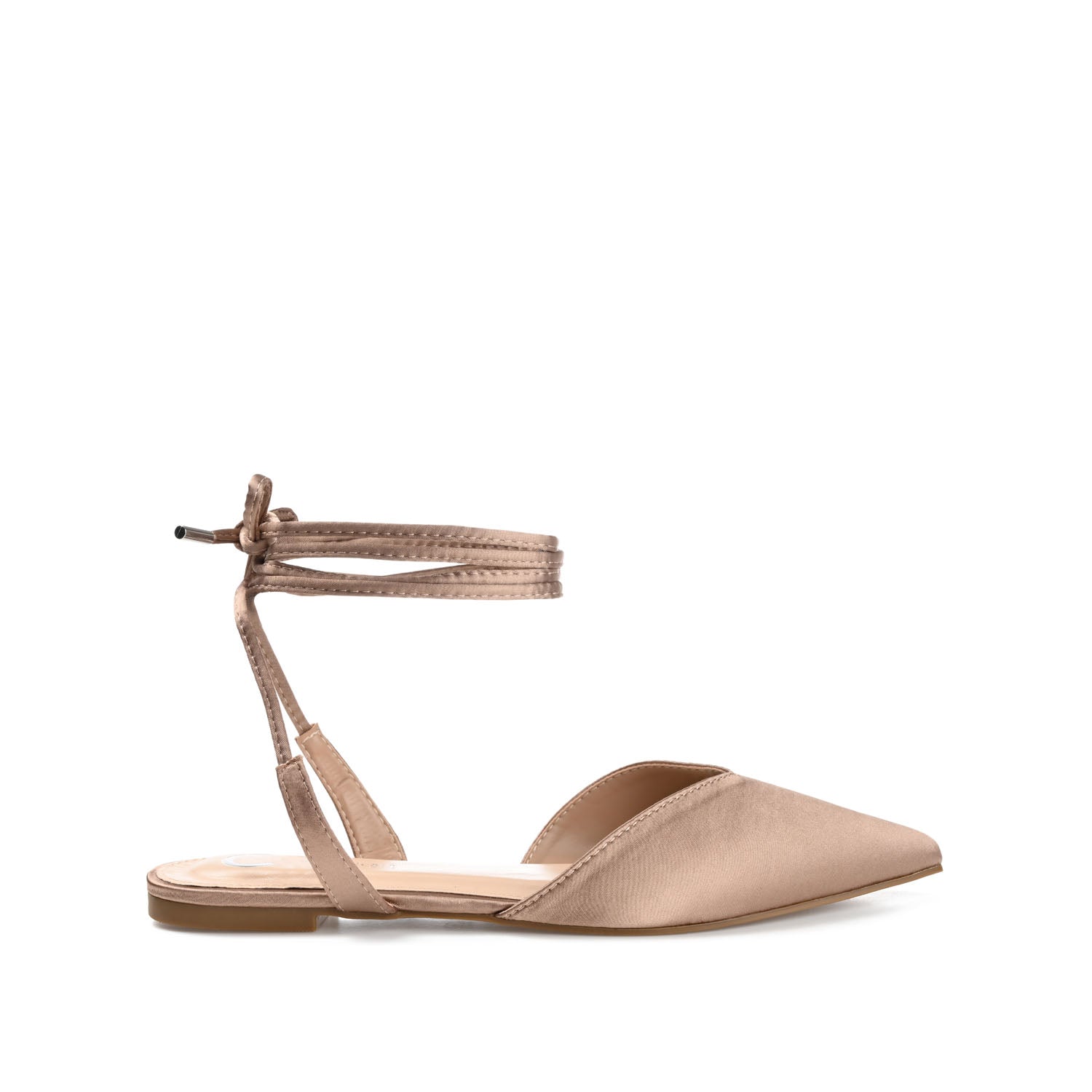 journee collection THEIA POINTED TOE FORMAL FLATS IN SATIN Taupe