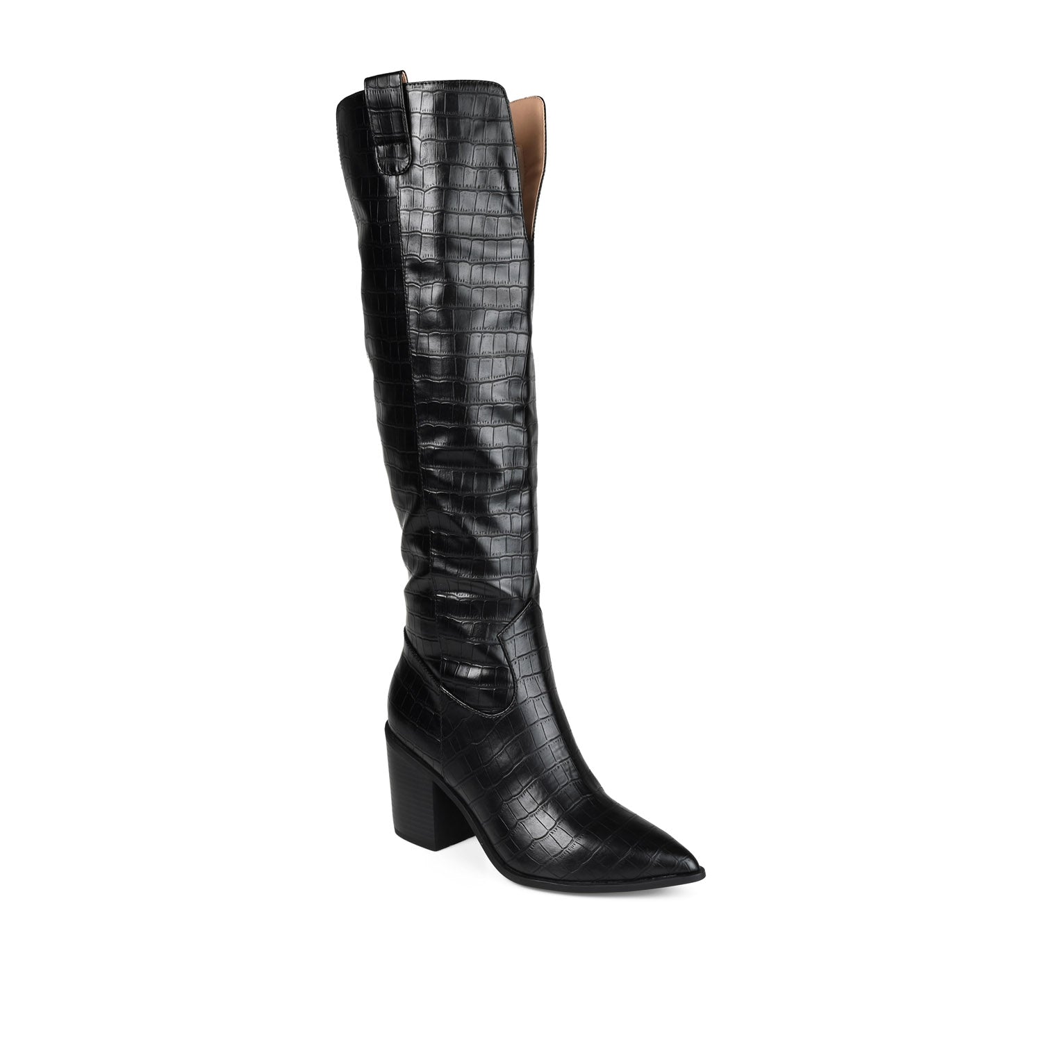 Journee Collection THERESE COWGIRL BOOTS IN CROCO Bone Croco