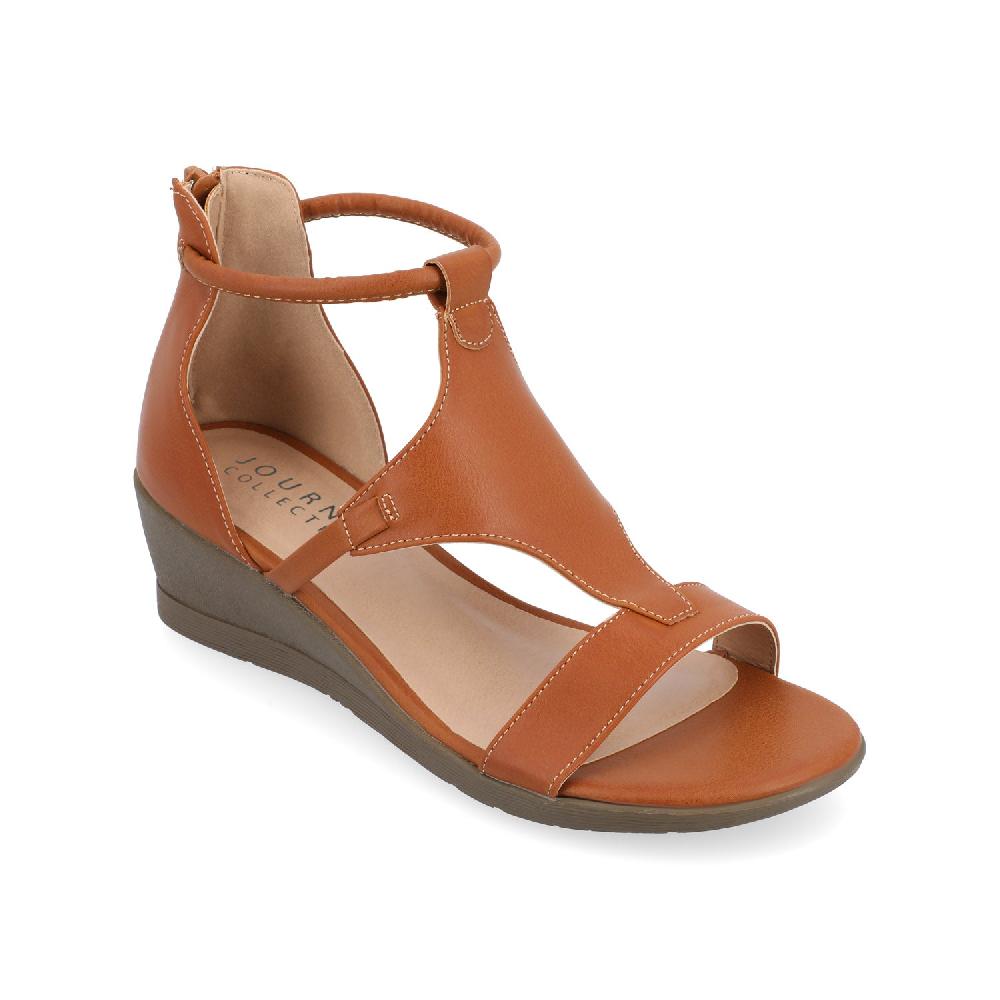 Journee Collection TRAYLE WEDGE GLADIATOR SANDALS IN WIDE Taupe PU