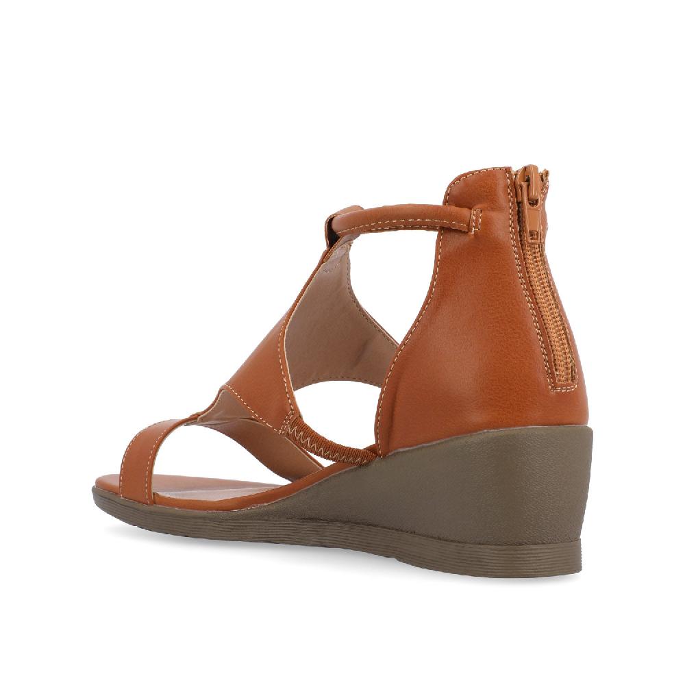 Journee Collection TRAYLE WEDGE GLADIATOR SANDALS IN WIDE Taupe PU