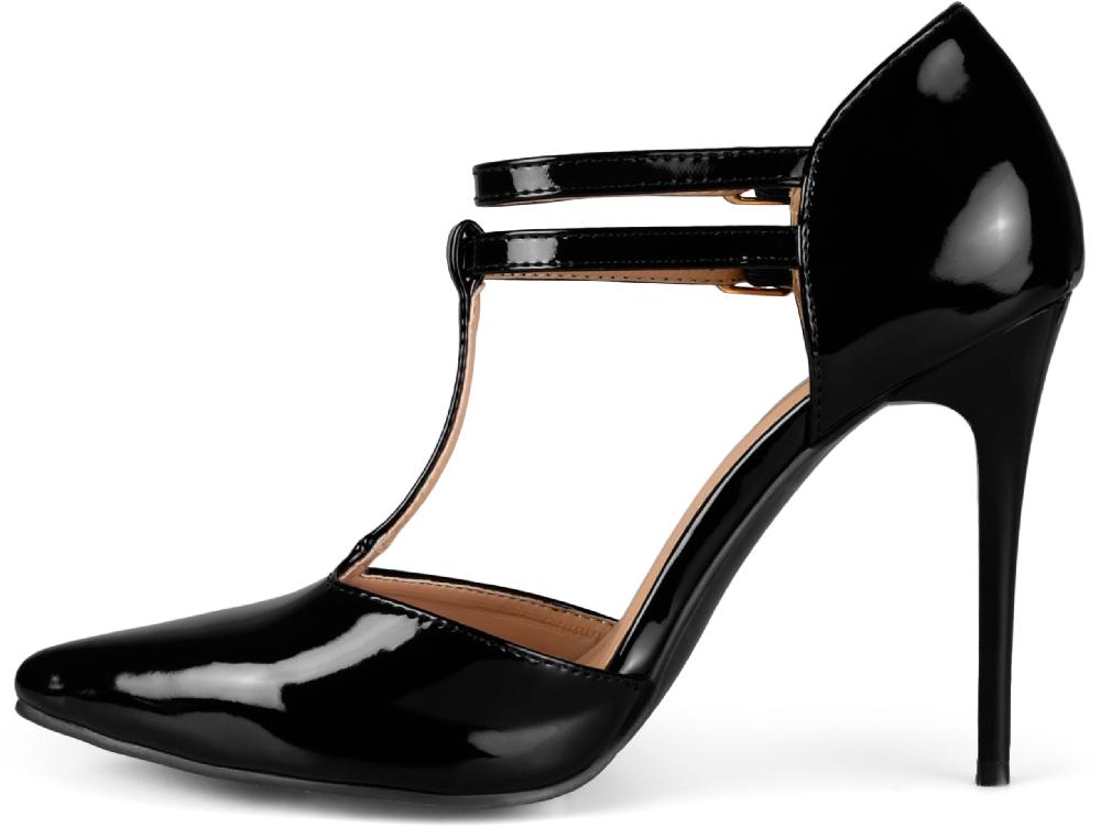 Journee Collection TRU T-STRAP STILETTO PUMP HEELS IN WIDE Black