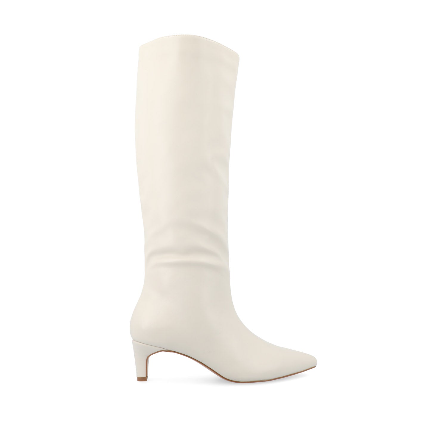 journee collection TULLIP KNEE HIGH BOOTS IN FAUX LEATHER Bone PU