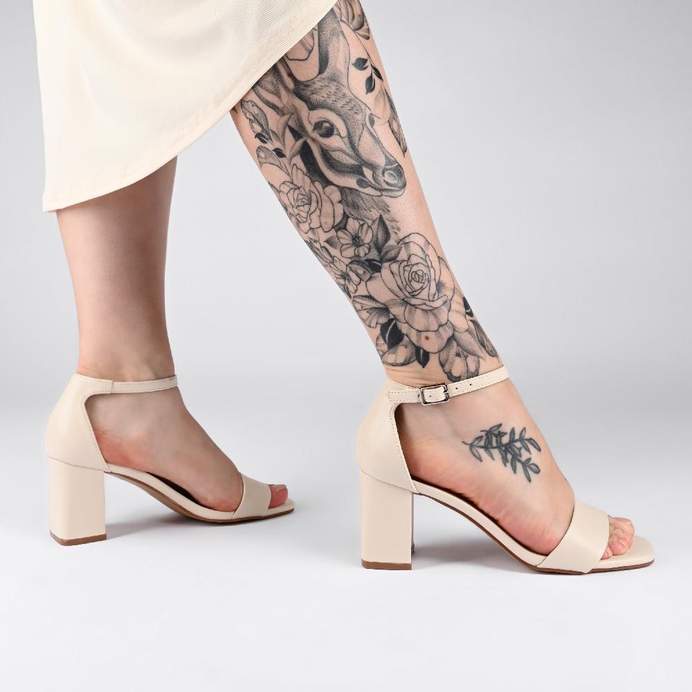 Journee Collection VALENNCIA WARM SHADE STRAPPY HEELS IN NARROW Cream