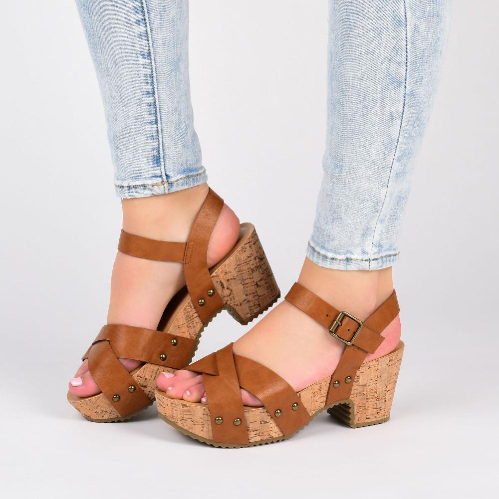 Journee Collection VALENTINA HEELED SANDALS IN FAUX LEATHER Grey Floral PU