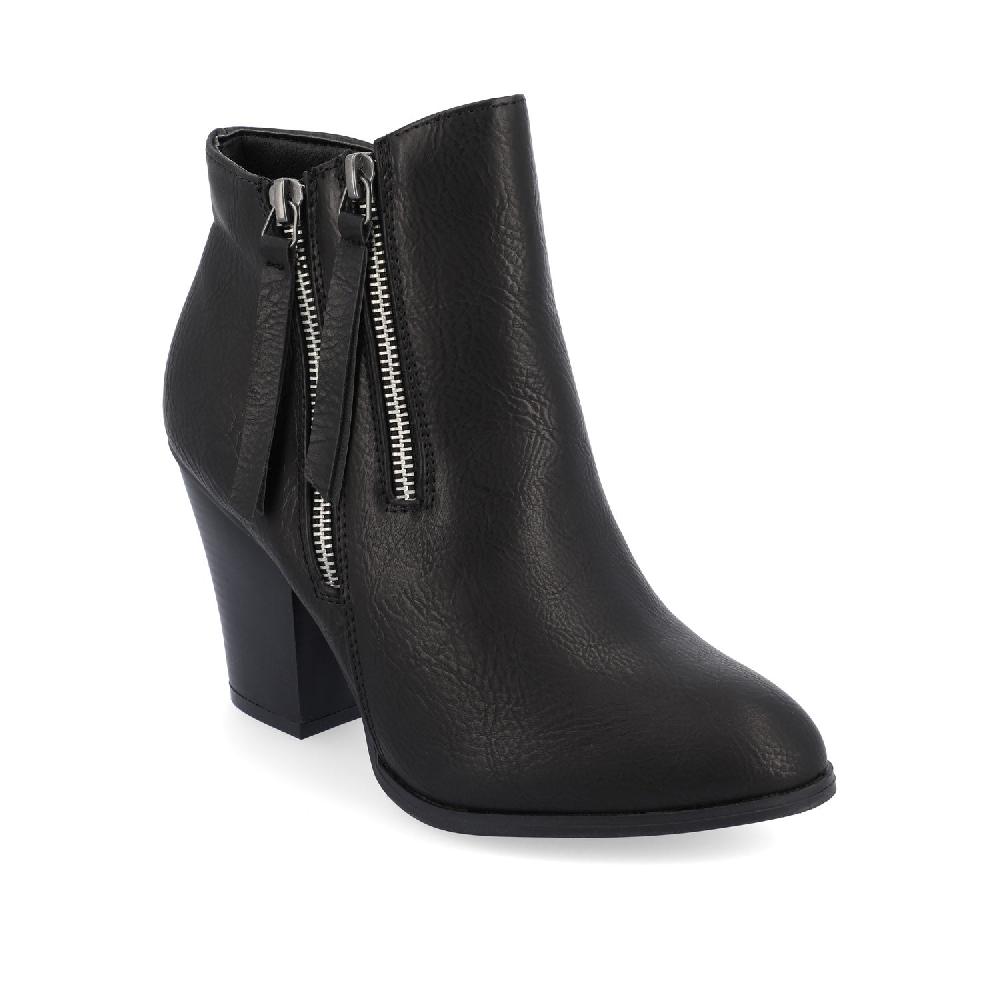 Journee Collection VALLY ZIP-UP WESTERN BOOTIES IN VEGAN LEATHER Black