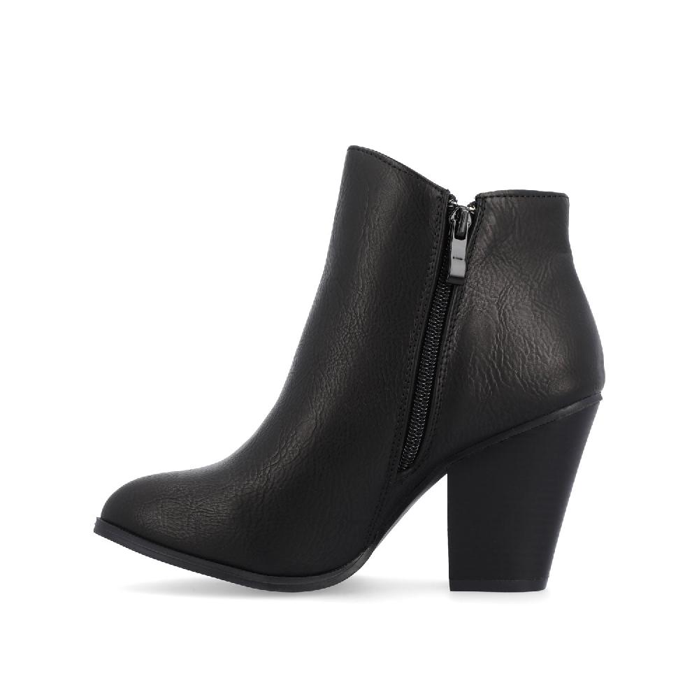 Journee Collection VALLY ZIP-UP WESTERN BOOTIES IN VEGAN LEATHER Black