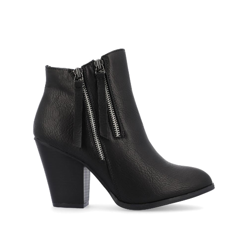 journee collection VALLY ZIP-UP WESTERN BOOTIES IN VEGAN LEATHER Black