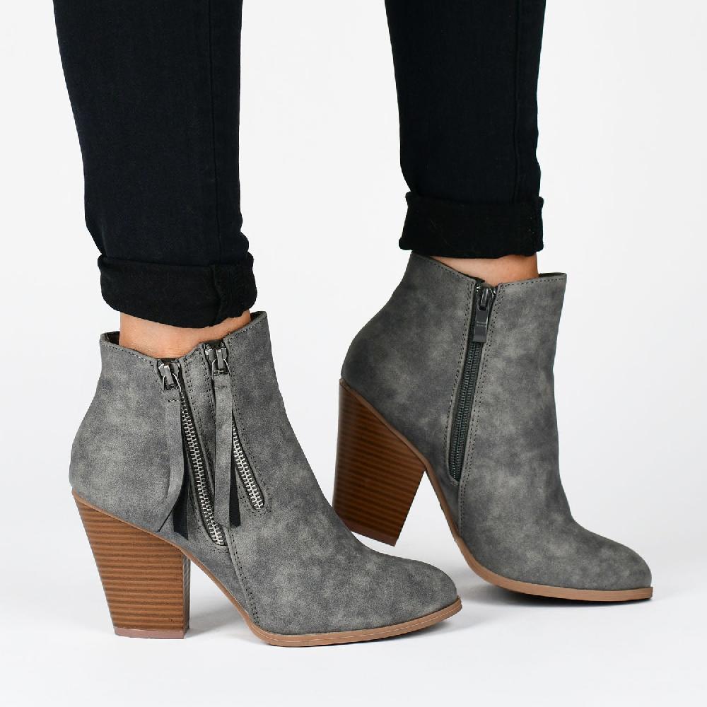 Journee Collection VALLY ZIP-UP WESTERN BOOTIES IN WIDE Black