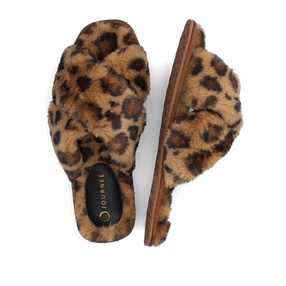 Journee Collection VEEDIA SLIPPERS IN FAUX FUR Pink Faux Fur