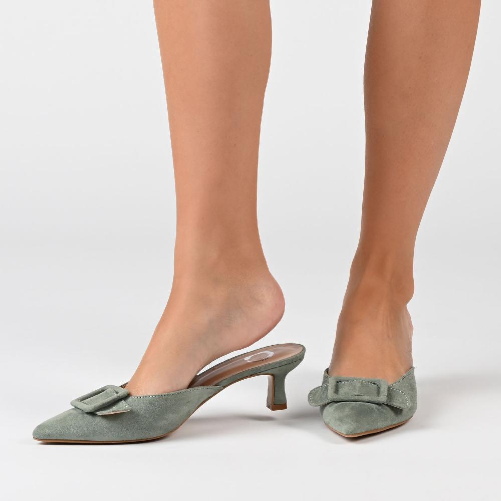 Journee Collection VIANNA KITTEN HEEL MULES IN WIDE Sage